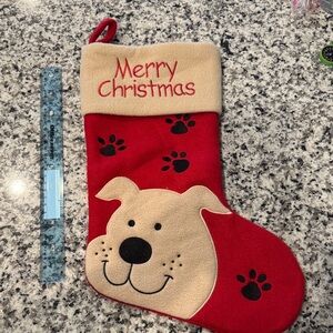 Red and Cream Dog Christmas Stocking